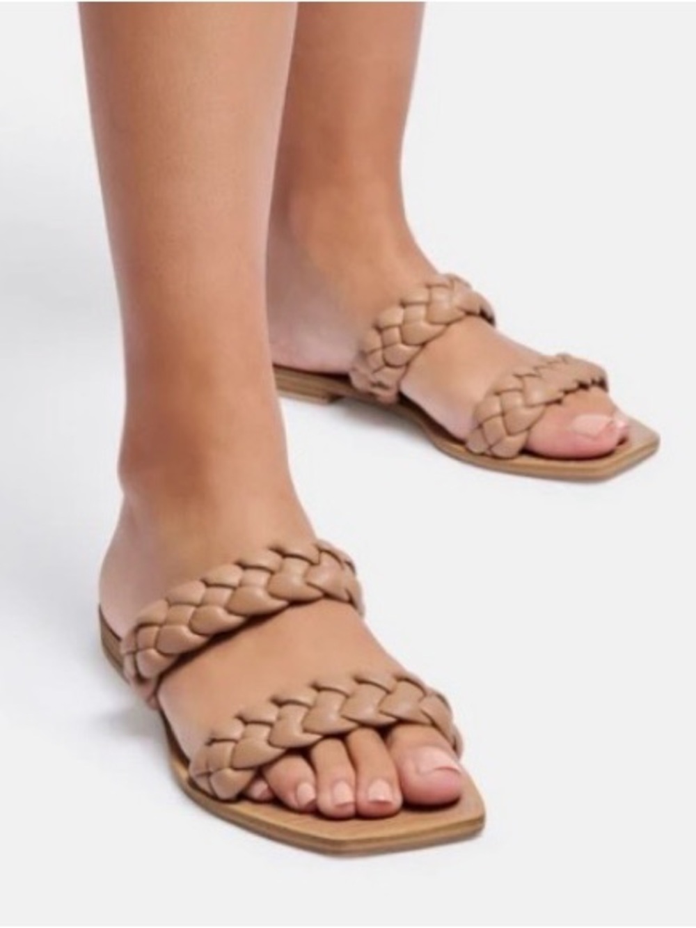 Dolce Vita tan braided slides, size 8. EUC